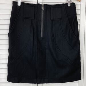 Hype Black 60% Wool Blend Exposed Zipper Front Lined Mini Skirt Size 4